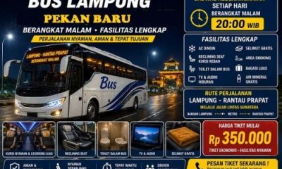Bus Lampung Pekanbaru Nyaman Full AC & Fasilitas Lengkap