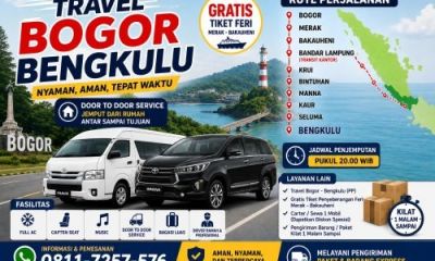 Travel Bogor Bengkulu Full AC Captain Seat Gratis Tiket Feri
