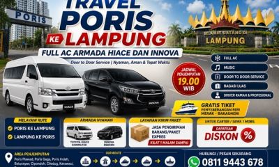 Travel Poris ke Lampung Full AC Armada Hiace dan Innova